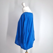 Load image into Gallery viewer, Made in Italy Linen Blend Top Blue Oversized Boxy Blouse One Size Cotton Colette
