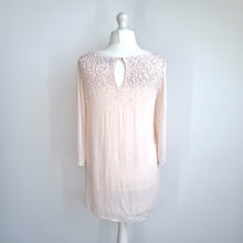 Load image into Gallery viewer, Mint Velvet Dress Chiffon Tunic Cream Embroidered Sequins Mini 3/4 Sleeves 16
