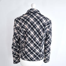 Load image into Gallery viewer, M&amp;S Per Una Tartan Jacket Blazer Wool Steampunk Short Black Lined Check Plaid 14
