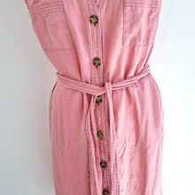 Load image into Gallery viewer, Boden Midi Shirt Dress 100% Linen Pink Belted Pockets Button Down Stained 14 R
