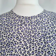 Load image into Gallery viewer, Whistles T-shirt Leopard Print Lilac Medium 100% Cotton Top Animal Short Sleeve
