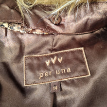 Load image into Gallery viewer, Per Una Boucle Jacket M&amp;S Removable Faux Fur Trim Brown Coat Tweed Lined Knit 14
