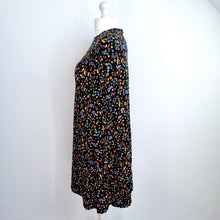 Load image into Gallery viewer, Marks &amp; Spencer Dress Jersey UK 24 Black Ditsy Floral Print Smock Tunic Casual
