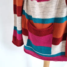 Load image into Gallery viewer, Gudrun Sjoden Cardigan 100% Wool Belted Striped Pocket Multicoloured Medium
