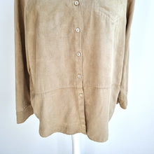 Load image into Gallery viewer, Marks &amp; Spencer Shirt Faux Suede Beige Blouse Top Chamois Button Down Size 16
