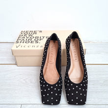 Load image into Gallery viewer, Vicenza Anthropologie Ballet Flats UK 3 Studded Black Square Toe Suede EU36
