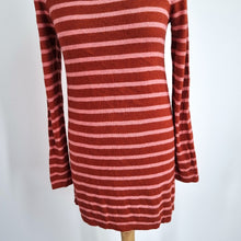 Load image into Gallery viewer, Boden Jumper Striped Longline Burgundy Pink Tunic Cotton Cashmere Blend Crew 12
