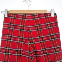 Load image into Gallery viewer, ZARA Red Tartan Skinny Trousers Small High Waisted Plaid Punk Leggings Check
