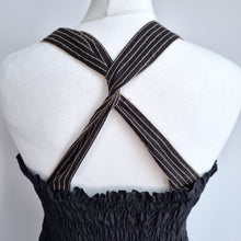 Load image into Gallery viewer, Zara Dress Midi Maxi Black Pockets Sundress 100% Cotton Shirred A Line Strap XL
