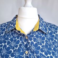 Load image into Gallery viewer, Boden Shirt Floral Print UK 20 Blue 100% Cotton Blouse Long Sleeves Button Down
