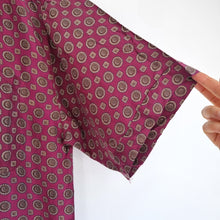 Load image into Gallery viewer, Vintage 100% Silk Shirt Men&#39;s Burgundy Maroon Chinese Print Short Sleeves Large
