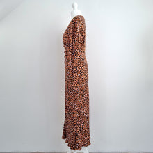 Load image into Gallery viewer, M&amp;S x Ghost Tea Dress Midi Leopard Print Brown Button Down Long Sleeves NEW 8
