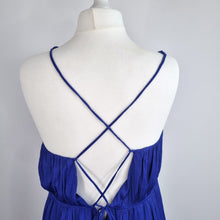 Load image into Gallery viewer, NEW Anthropologie Maxi Dress Halter Side Slit Blue Occasion Crinkle Plus 1XL
