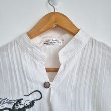 Load image into Gallery viewer, Angkor Shirt Embroidered Dragon Large Mens Cambodia White Mock Neck 100% Cotton
