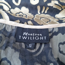 Load image into Gallery viewer, Monsoon Twilight Velvet Devore Top Blouse Floral Silk Blend Tunic Long Small
