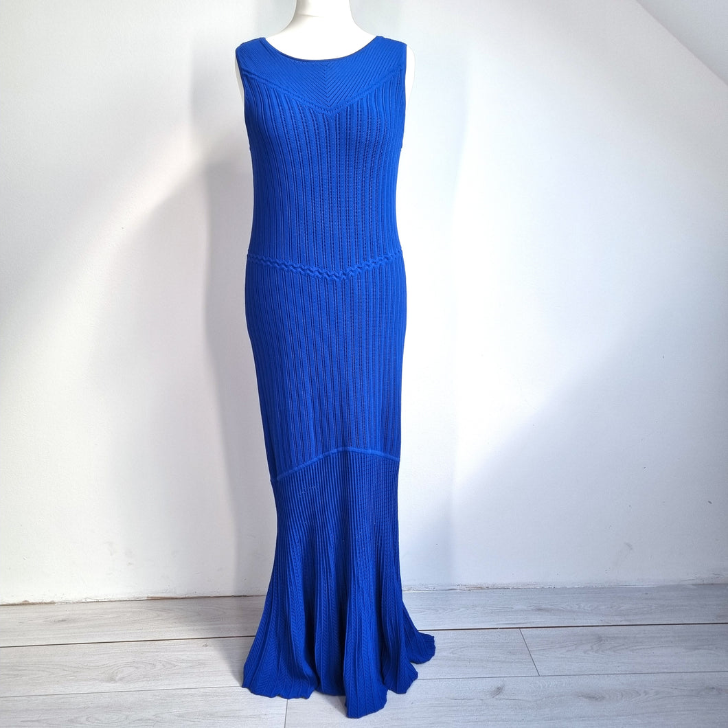 Phase Eight Maxi Dress 16 Royal Blue Willow Knitted Pointelle Occasion Party