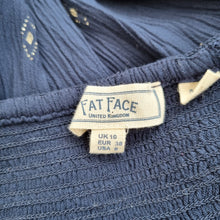 Load image into Gallery viewer, Fat Face Jumpsuit Shirred Tapered Navy Blue Tasseled Halterneck Holiday 10
