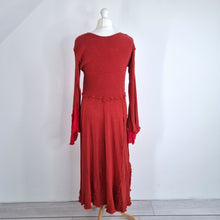 Load image into Gallery viewer, Knitted Midi Dress Renaissance And More Again Maroon 100% Cotton Boho One Size
