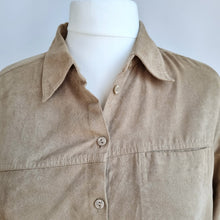 Load image into Gallery viewer, Marks &amp; Spencer Shirt Faux Suede Beige Blouse Top Chamois Button Down Size 16
