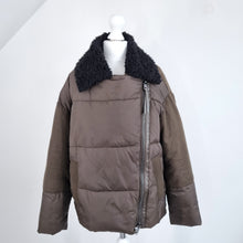 Load image into Gallery viewer, All Saints Puffer Jacket Elita Biker Puffa Women&#39;s Coat Brown Quilted Zips Small
