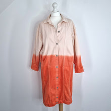 Load image into Gallery viewer, Jaded London Denim Coat Jacket Oversized Long Ombre Tie-Dye Orange Small Medium
