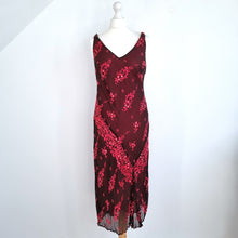 Load image into Gallery viewer, Monsoon Dress Velvet Devore Silk Y2K Slip Occasion Wedding Guest Burgundy 14
