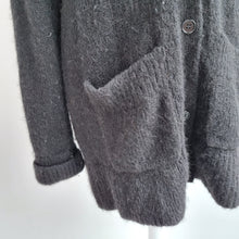 Load image into Gallery viewer, COS Cardigan Alpaca Wool Black V Neck Oversized Buttons Fuzzy Chunky Knit XS
