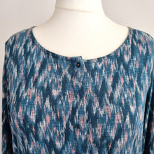 Load image into Gallery viewer, Fat Face Teal Dress UK 18 Pockets Casual Jersey Cotton Blend Skater Long Sleeves
