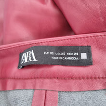 Load image into Gallery viewer, Zara Faux Leather Trousers Burgundy Dark Red Skinny Ankle Zip High Rise XS
