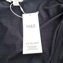 Load image into Gallery viewer, Marks &amp; Spencer T-shirt UK 24 Black V Neck Long Sleeves Cotton Modal Top
