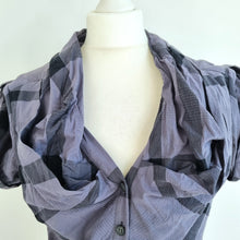 Load image into Gallery viewer, AllSaints Cupid Top Blouse Check Plaid Grey Draped Y2K Grunge 100% Cotton 14
