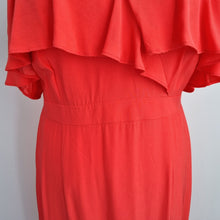 Load image into Gallery viewer, Monsoon Coral Cocktail Dress NEW Size 16 Could Shoulder Frills Lined Midi Party
