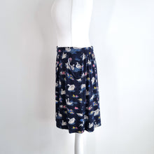 Load image into Gallery viewer, Cath Kidston Skirt Swans Print Navy Blue Pockets Shirt Mini Skater Jersey Small
