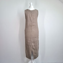 Load image into Gallery viewer, Sahara Midi Dress Beige Small Linen Bamboo Sheath Pockets Casual Slit Artisan
