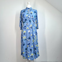 Load image into Gallery viewer, Finery Midi Tea Dress Blue 16 Floral Print Long Sleeves Pastel Work Occasion
