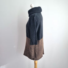 Load image into Gallery viewer, Vintage 90s John Lord Roll Neck Jumper XL Grey Brown Colourblock Cozy Knit Lady
