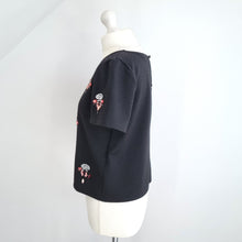 Load image into Gallery viewer, Miss Selfridge Embellished Top Black Beaded Party Short Sleeves Blouse Size 14
