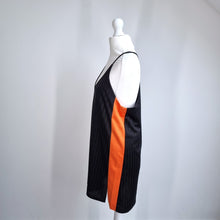 Load image into Gallery viewer, The Ragged Priest Dress Black Orange Striped Slip Small Strappy Mini District
