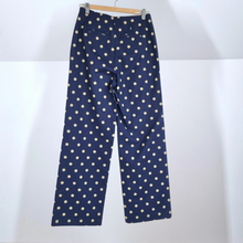 Load image into Gallery viewer, Boden Trousers Wide Leg Polka Dot Palazzo Dress Pants Navy Cotton High Rise 8
