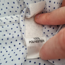 Load image into Gallery viewer, Vintage Polka Dot Blouse Ruffle Neck Bow 14 16 White Navy Long Sleeves Shirt
