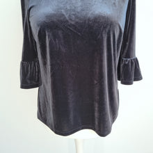 Load image into Gallery viewer, Boden Velvet Blouse Top Black 3/4 Sleeves Stretch T-shirt Party Plus Size 18
