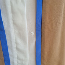 Load image into Gallery viewer, Vintage St Michael Blouse Top 80s Colourblock Tan Blue Mock Neck Button 12 14 16
