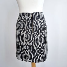 Load image into Gallery viewer, Next Mini Skirt Zebra UK 14 Black White Print Animal Office Party Lined Work
