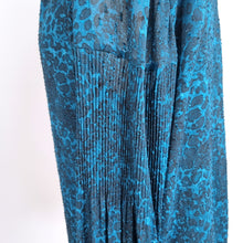 Load image into Gallery viewer, Whistles Blouse Animal Print Blue Chiffon Lined Peasant Top Long Sleeves Work 14
