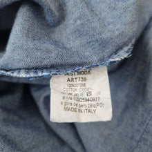 Load image into Gallery viewer, Made in Italy Denim Top Off the Shoulder Chambray Dark Blue Blouse Cotton 10-14
