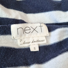 Load image into Gallery viewer, Next Striped Knit Top UK Small Navy White Fine Oversized Jumper Cotton Breton
