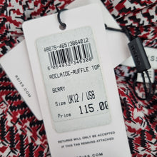 Load image into Gallery viewer, Reiss Ruffle Top Blouse Adelaide NEW Red Black Print Chiffon Long Sleeves 12
