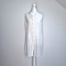 Load image into Gallery viewer, Mint Velvet Sleeveless Shirt 8 White Tunic Broderie Anglaise Silk Cotton Lined

