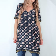 Load image into Gallery viewer, Vintage Indian Tunic Dress Block Print Cotton Kaftan Boho Ethnic 10-14 10 - 14
