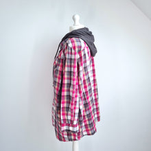 Load image into Gallery viewer, Joe Browns Shirt Plaid Removable Hood Check Snap Pink Cotton Tunic Plus Size 32
